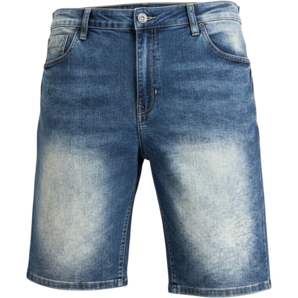 Southpole Mens Blue Acid Wash Denim Shorts Stretch Relaxed‎ Fit Size 38